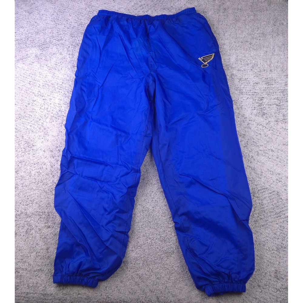 VTG St‎ Louis Blues Pants Mens XXL Turbo Zone Track Lined Hockey Zip Ankle Blue